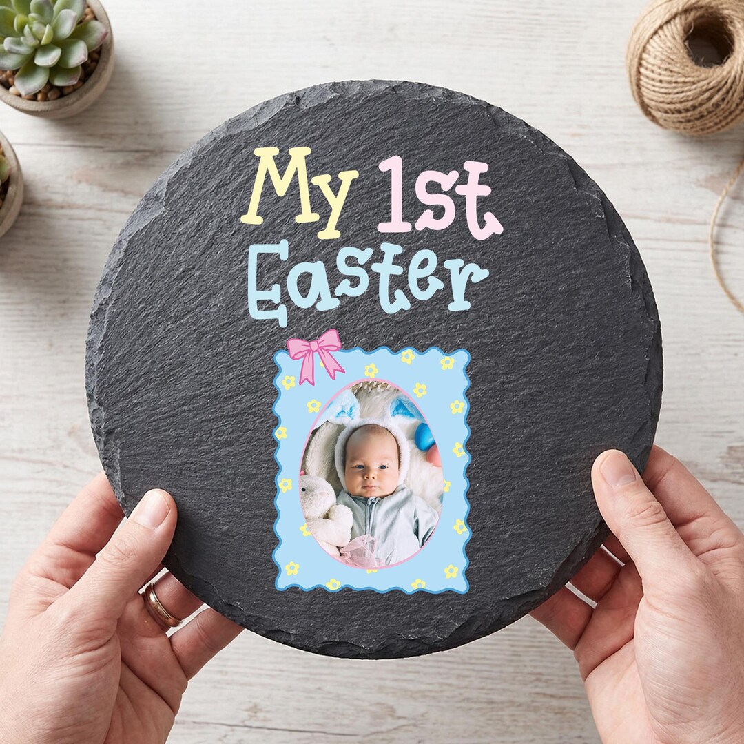 Personalized My First Easter Slate Sign | Custom Name Bunny Egg Decor ...