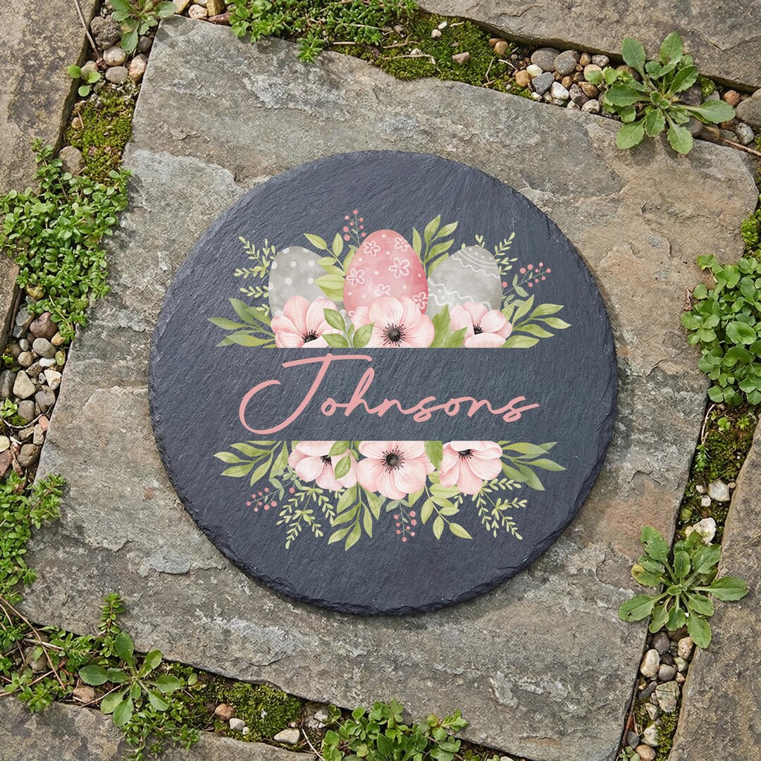 Personalized Easter Slate Sign | Custom Name Spring Decor, Bunny Egg ...
