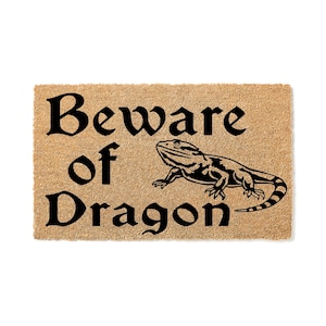 Doormat Beware of Bearded Dragon - Funny Doormat - Welcome Mat - Housewarming Gift - Closing Gift - Last Name Door Mat - Beardie 1926**