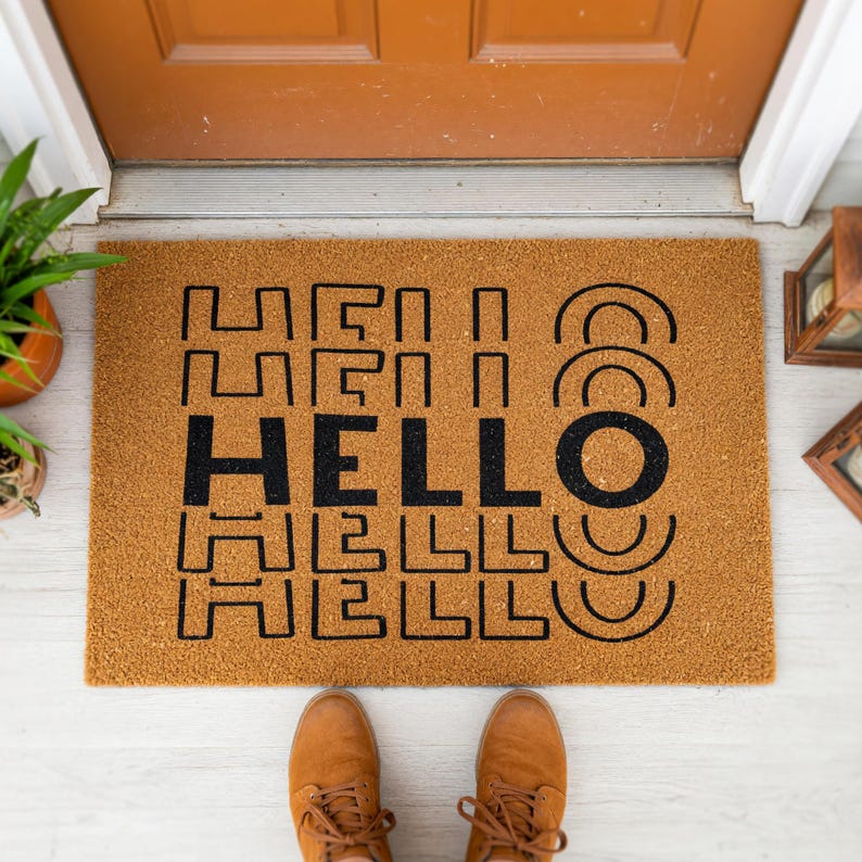 Hello Welcome Mat Entry Rug Outdoor Mat Gift 1826