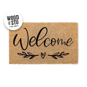 Doormat Welcome  - Plant Heart Cute Rustic Doormat - Spring Decor - Housewarming Gift -  Front Door Mat - Valentine's Day Doormat 1903**