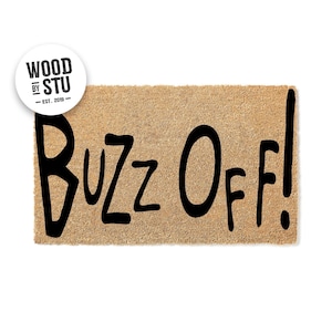 Doormat Buzz Off! Go Away Funny Doormat Welcome Mat Funny Door Mat - Funny Gift Home Doormat Housewarming Gift New Homeowner door mat 1432**