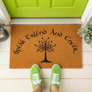 Speak Friend And Enter Doormat Tree Emblem Fantasy Mat 1425