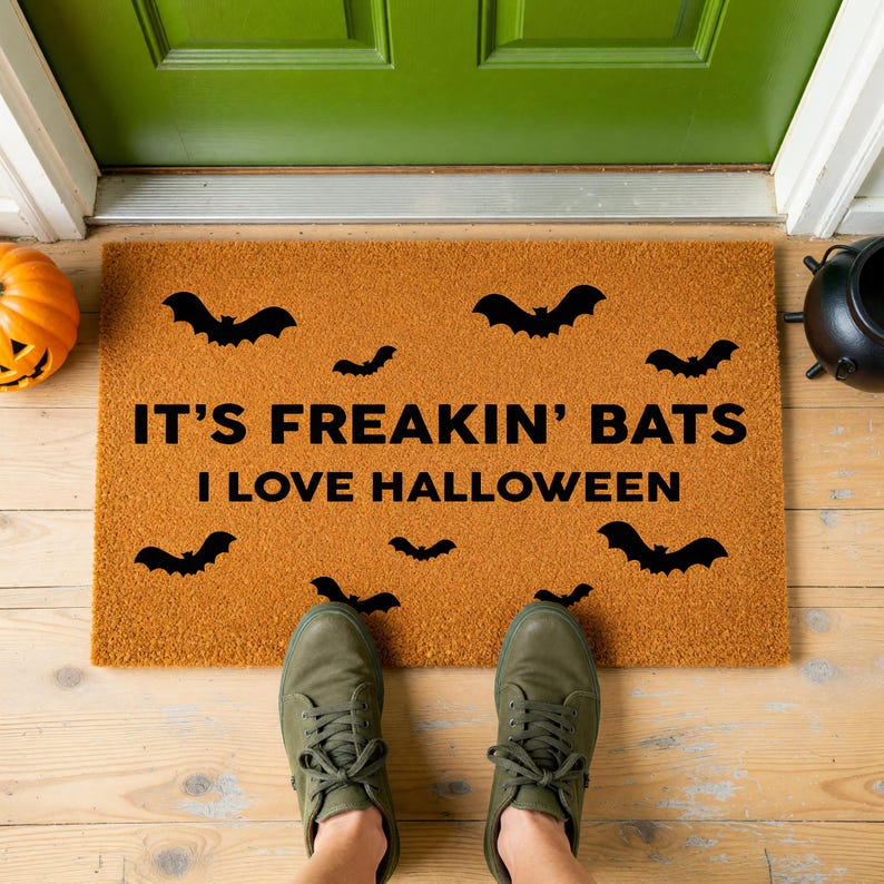 It’s Freakin’ Bats I Love Halloween Doormat Welcome Mat 1497