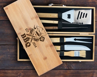 Personalized BBQ Grill Set: Custom Tools for Dad