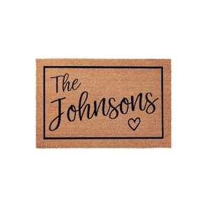 Personalized Family Last Name Doormat, Custom Welcome Front Porch Housewarming Gift