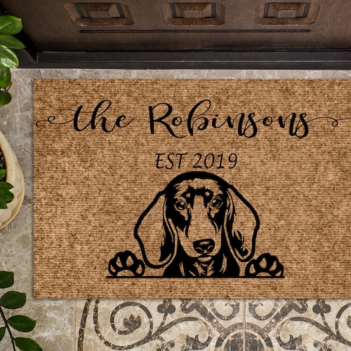 Dachshund Wiener Dog Personalized Doormat Custom Doormat Etsy