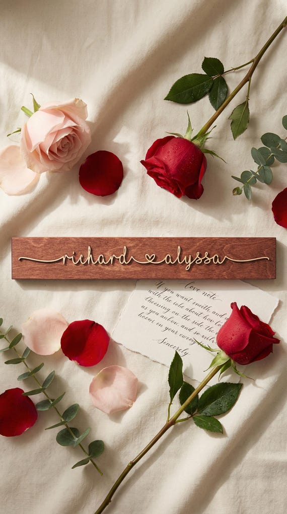 Couples Name Sign - Personalized Valentines Gift for Her - First Names 7027