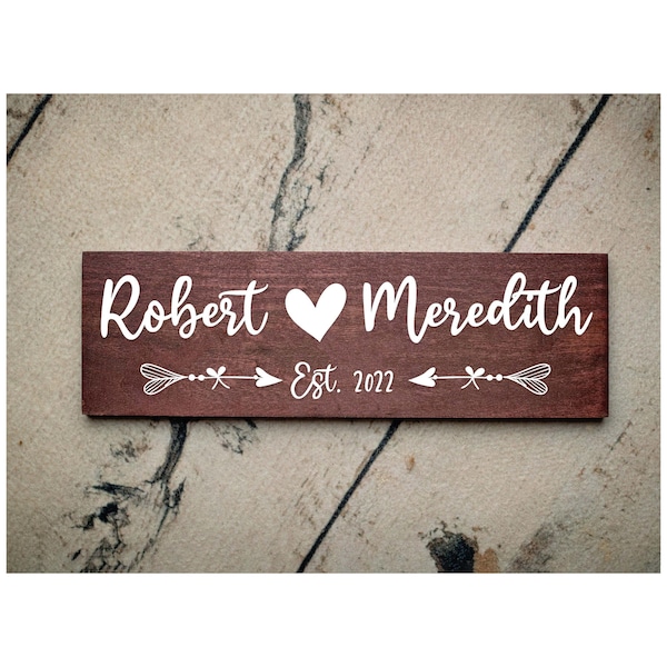 Personalized Couple Names Wood Sign with Wedding Date, Romantic Wall for Gift