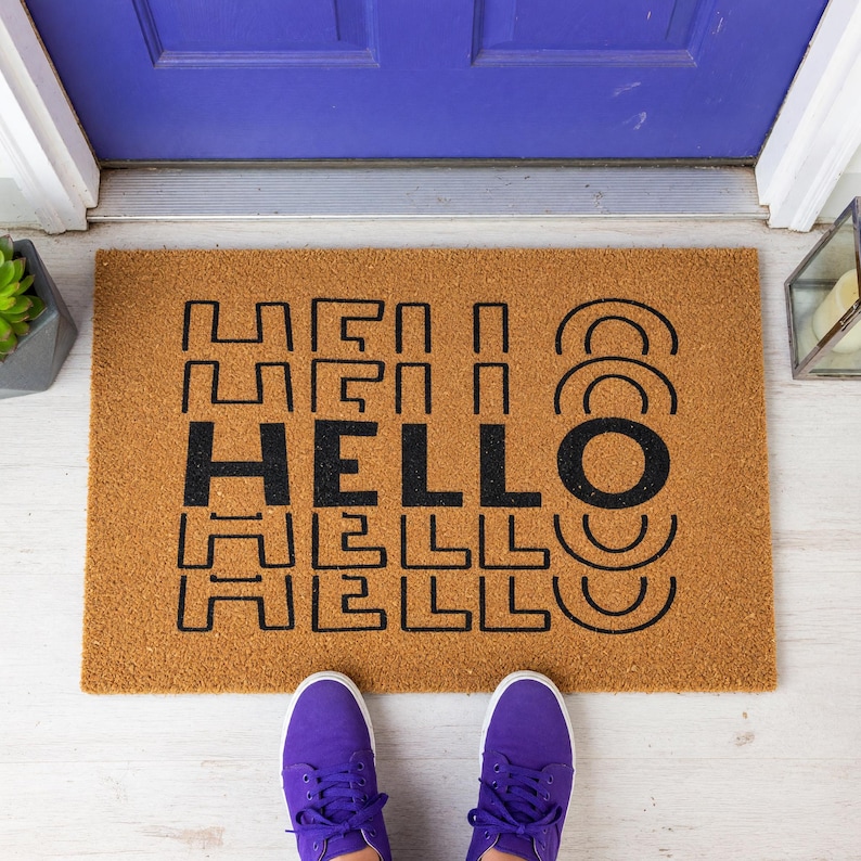 Hello Welcome Mat Entry Rug Outdoor Mat Gift 1826