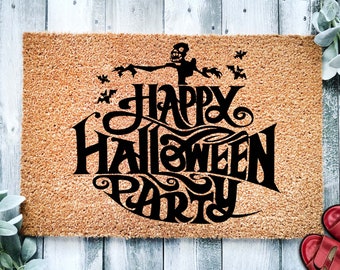 Happy Halloween Party Door Mat | Funny Doormat | Welcome Mat | Halloween Decor | Funny Door Mat | Home Doormat | Halloween Welcome Mat