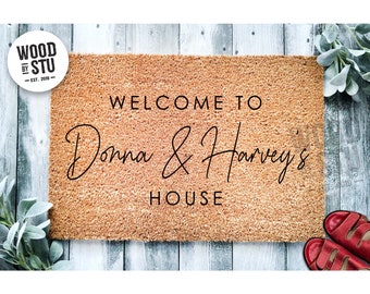 Custom Doormat - Welcome To Personalized Name Door Mat | Wedding Gift Family Last Name Doormat | Closing Gift | Welcome Front Door Rug 2037