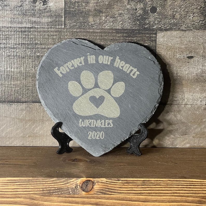 Pet Memorial Stone, Pet Loss Gift, Heart Slate Plaque, Custom Dog Memorial, Cat Sympathy Gift, Engraved Grave Marker, Remembrance image 3