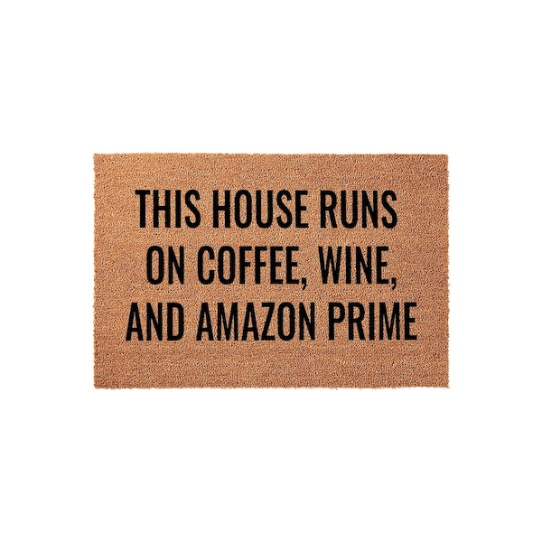 Coffee Wine Amazon Prime Doormat - Gift - Welcome Mat