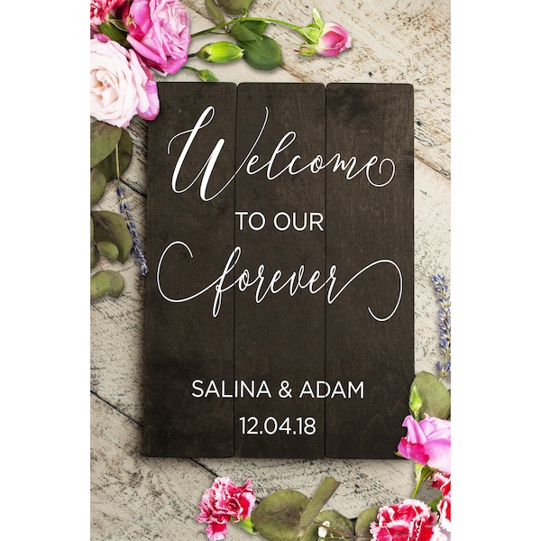 Welcome to our Forever Personalized Wedding Sign Custom | Wedding Gift | Pallet Sign | Perfect Wedding Gift | Anniversary | Housewarming