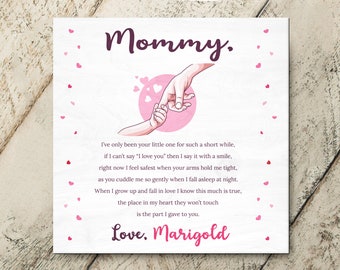 Personalized Mommy Wood Sign with Custom Quote, Mother's Day Birthday Gift for Mom from Daughter