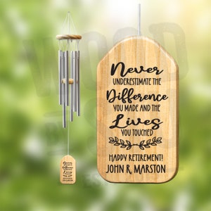 Personalized Wind Chimes Gift | Retirement Gift Chime | Teacher Gift | Personalized Gift | Coworker Gift | Happy Retirement Retiree