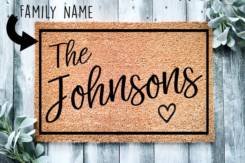 Heartful Housewarming Gift | Wedding Gift | Custom Doormat | Personalized Doormat | Closing Gift | Welcome | Front Door Mat | Monogram Rug 