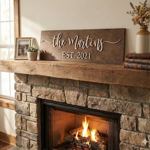 Personalized Family Name Wood Sign, Custom Established Year Wedding Gift for Couple, Last image 16