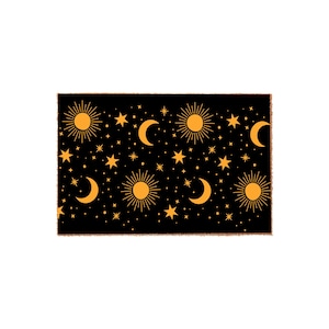 Celestial Sun Moon Stars Pattern Doormat, Front Porch Welcome Mat