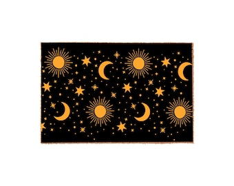 Celestial Doormat, Welcome Mat For Front Door, Coir Housewarming Gift, New Home Decor, Sun And Moon Porch Rug, Mystical Entryway Mat