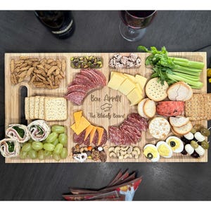 Engraved Sectioned Charcuterie Board - Tapas Cutting Board - Serving Tray - Wedding Gift - Closing Gift for Couple - Last Name 7113