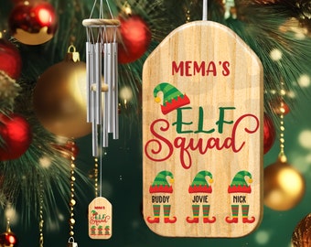 Mema Custom Christmas Windchime Gift for Mema | Wind Chime | Personalized Christmas Gift Mema | Elf Squad | Mema Gift for Xmas