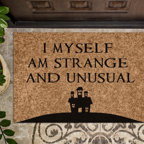 Strange and Unusual Here Halloween Doormat Black White Etsy