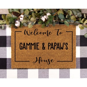 Custom Doormat Gift for Gammie Papaw | Grandparent Gift | Grandparents Doormat | Welcome Mat | Personalized Gift | For Gammie Papaw 1841