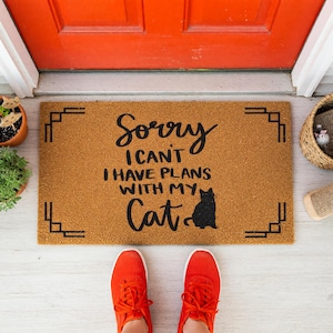Plans With My Cat Doormat - Housewarming Gift - Welcome Mat