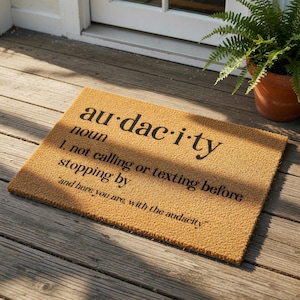 Funny Doormat, Audacity Definition Welcome Mat, Housewarming Gift, Front Door Mat, New Home Gift, Sarcastic Porch Decor, Entryway