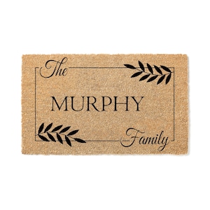 Wedding Gift for Couple Personalized Gift Botanical Family Name Doormat Housewarming Gift Door Mat  Last Name Welcome Mat Mat Monogram 1599