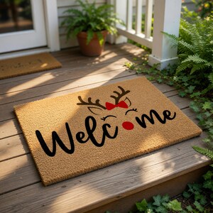 Christmas Reindeer Doormat, Welcome Mat, Holiday Door Mat, Winter Doormat, Christmas Gift, Funny Doormats, Festive Porch Decor