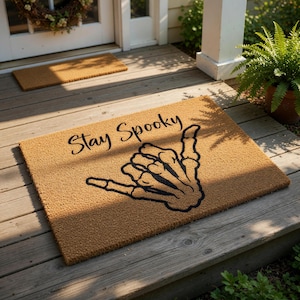 Halloween Doormat, Stay Spooky Skeleton Hand Welcome Mat, Funny Halloween Gift, Spooky Door Mat, Rug, Fall Porch Decor, Doormats