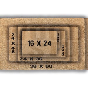 a close-up view of a textured, brown surface, possibly a mat or carpet, with a small text overlay indicating the size of the object in the image.