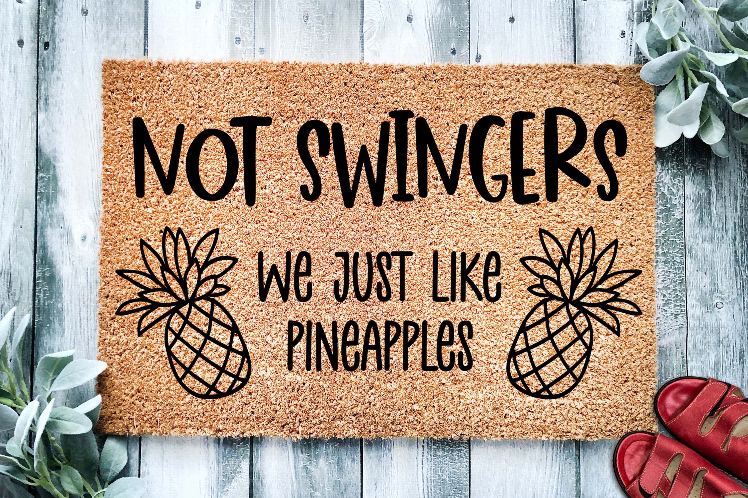 Not Swingers We Just Like Pineapples Funny Doormat Welcome image