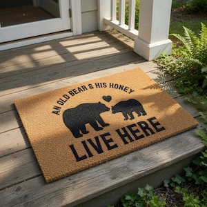 Bear Couple Doormat, Personalized Housewarming Gift For Couples, Funny Welcome Mat, New Home Present, Anniversary Rug, Front Porch