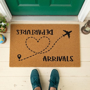 Departures Arrivals Doormat - Housewarming Gift - Traveler Welcome Mat