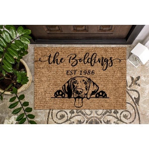 Custom Doormat Weimaraner Dog | Gift Personalized Doormat Welcome Mat | Housewarming Gift | Closing Gift | Last Name Door Mat 1218