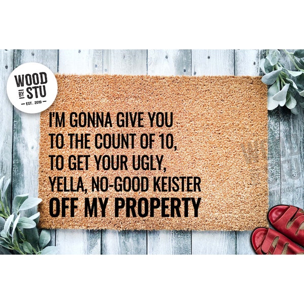Doormat I'm Gonna Give You to the Count of 10 Funny Christmas | Funny Christmas Doormat | Go Away | Christmas Holiday Gift Coir Mat 1836**