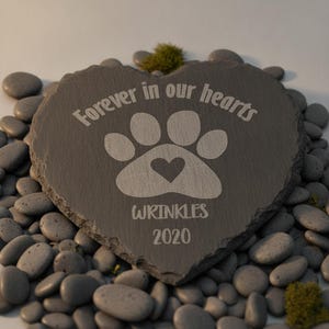 Pet Memorial Stone, Pet Loss Gift, Heart Slate Plaque, Custom Dog Memorial, Cat Sympathy Gift, Engraved Grave Marker, Remembrance image 8