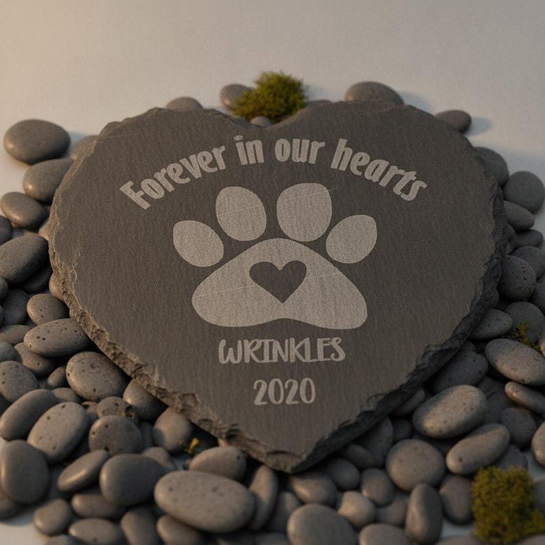 Pet Memorial Stone, Pet Loss Gift, Heart Slate Plaque, Custom Dog Memorial, Cat Sympathy Gift, Engraved Grave Marker, Remembrance image 8