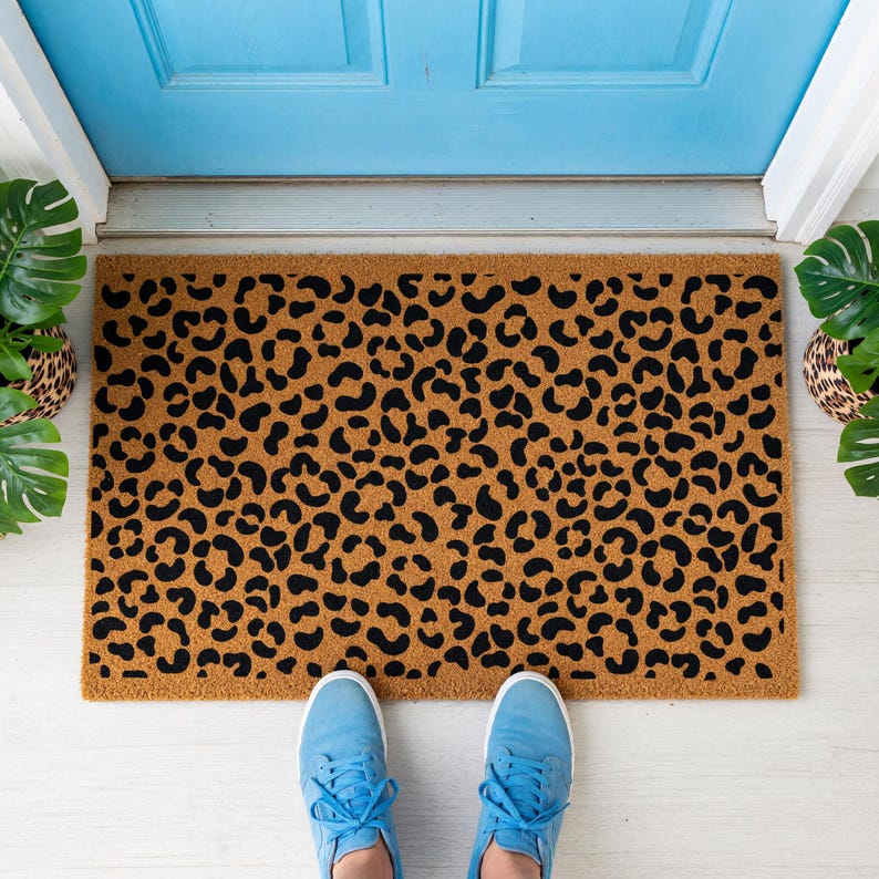 Leopard Print Doormat, Animal Print Mat, Spots Rug, Entry Decor 1613