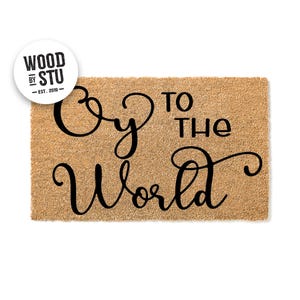 Doormat Oy To The World - Funny Jewish Humor Chanukah Festival of Lights Doormat - Hanukkah Gift - Welcome Mat l Coir Doormat  1825**