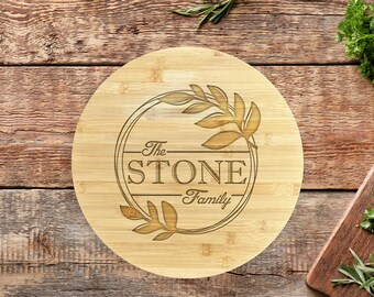 Lazy Susan Personalized, Custom Last Name Family Serving Tray for Kitchen Housewarming