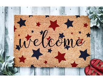 Doormat Star Spangled Welcome  Patriotic Door Mat | Independence Day | Housewarming Gift Closing Gift Welcome Doormat American Stars 1776**