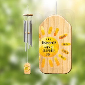 Personalized Grandma's Rays of Sunshine Wind Chime | Grandchildren Names Gift