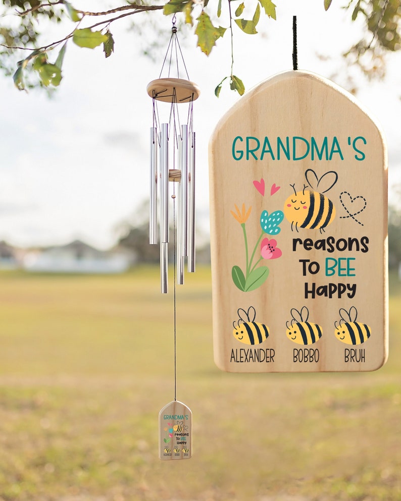 Personalized Wind Chimes Gift | Grandma Gift Chime | Mother's Day Gift | Custom Wind Chime | Grandparent's Day Gift | Gift for Grandma