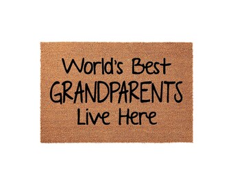 Grandparents Gift Doormat, Personalized Welcome Mat, Custom Housewarming Gift, Funny Grandma Grandpa Door Mat, Entryway Decor
