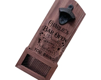 Beer Opener Gift: Wall Mounted, Personalized - Dad and Groomsmen 7002